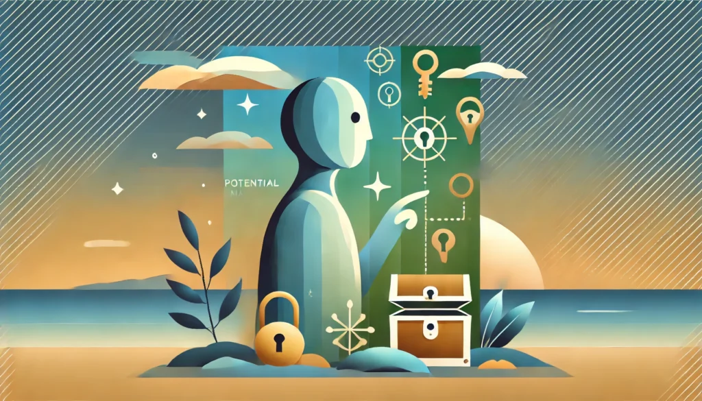Hai mặt khi đầu tư vào crypto: 5 Lợi ích và 5 Rủi ro cần lưu ý DALL·E 2024 11 30 15.37.01 A minimalist cartoon style image representing the concept of Untapped potential markets without any text or words. The image should feature a simp