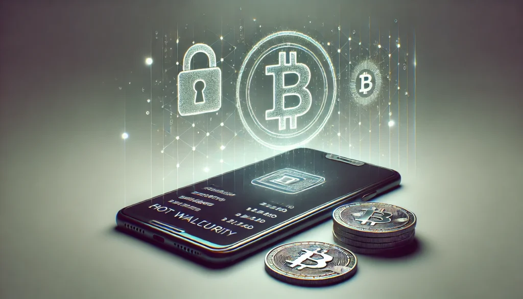 7 Lỗ Hổng Bảo Mật Crypto Phổ Biến & Cách Tránh DALL·E 2024 12 17 17.30.49 A minimal and clean feature image for a news blog about poor security of hot wallets in cryptocurrency. The image shows a smartphone displaying a cryp